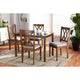Baxton Studio Sefa Modern and Contemporary Grey Fabric Upholstered and Walnut Brown Finished Wood 5-Piece Dining Set