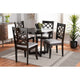 Baxton Studio Selby Modern and Contemporary Grey Fabric Upholstered and Dark Brown Finished Wood 5-Piece Dining Set