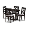 Baxton Studio Selby Modern and Contemporary Grey Fabric Upholstered and Dark Brown Finished Wood 5-Piece Dining Set
