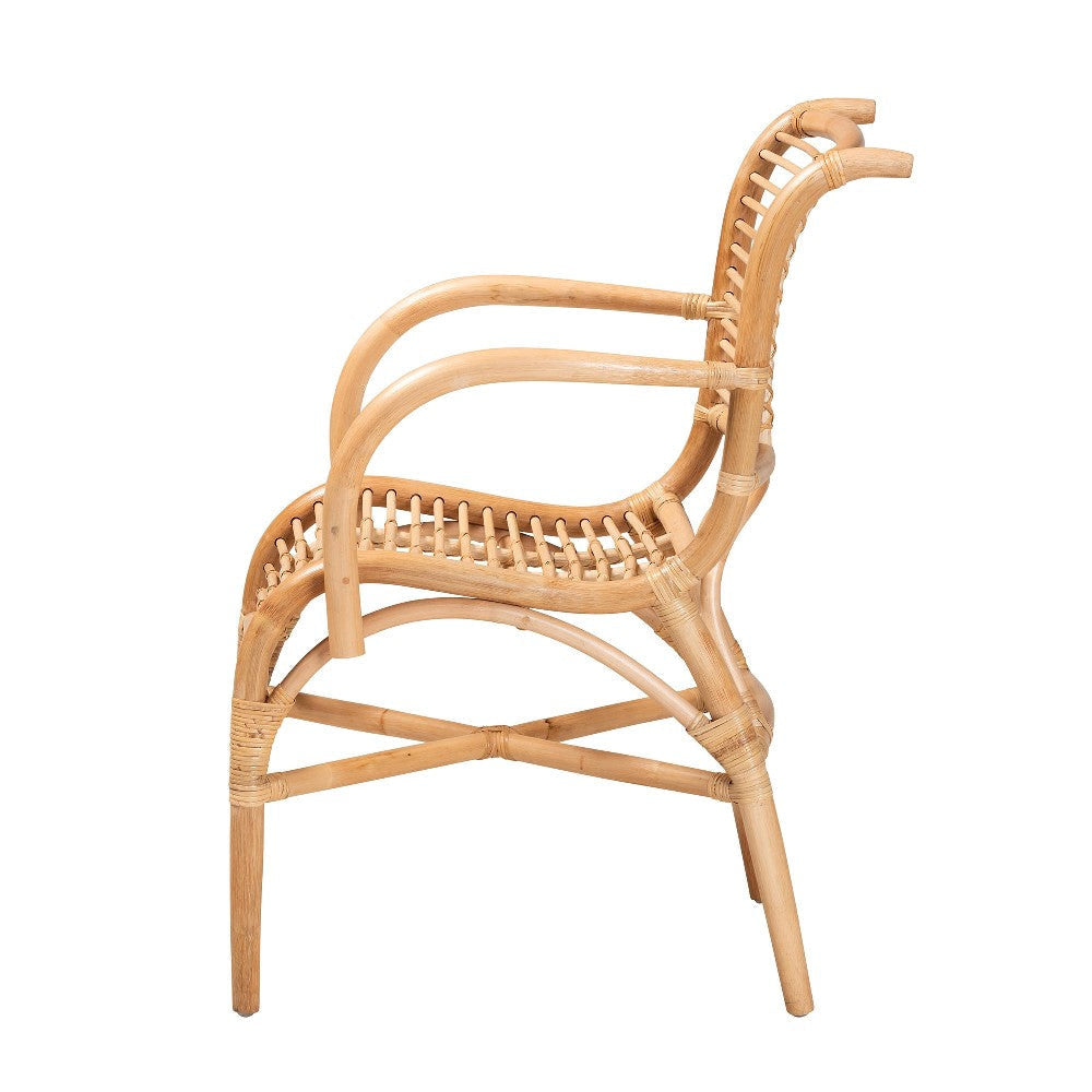bali & pari Seminyak Modern Bohemian Natural Rattan Lounge Chair WHI-Seminyak-Rattan-Lounge-Chair