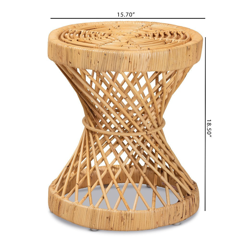 bali & pari Seville Modern and Contemporary Natural Finished Rattan End Table WHI-Seville-Natural-ET