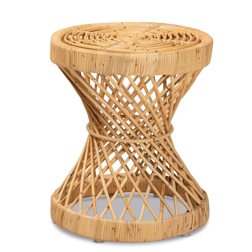 bali & pari Seville Modern and Contemporary Natural Finished Rattan End Table WHI-Seville-Natural-ET