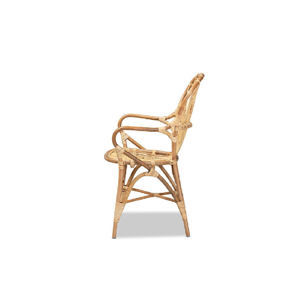 bali & pari Sheraton Modern and Contemporary Natural Finished Rattan Dining Chair WHI-Sheraton-Natural-DC