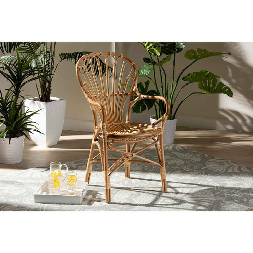 bali & pari Sheraton Modern and Contemporary Natural Finished Rattan Dining Chair