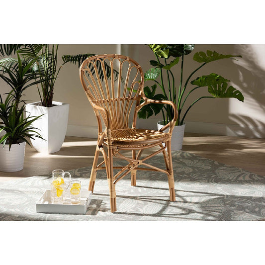 bali & pari Sheraton Modern and Contemporary Natural Finished Rattan Dining Chair