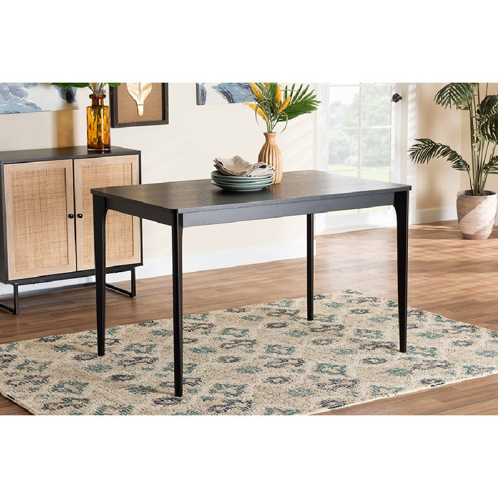 Baxton Studio Sherwin Mid-Century Modern Black Finished Wood Dining Table