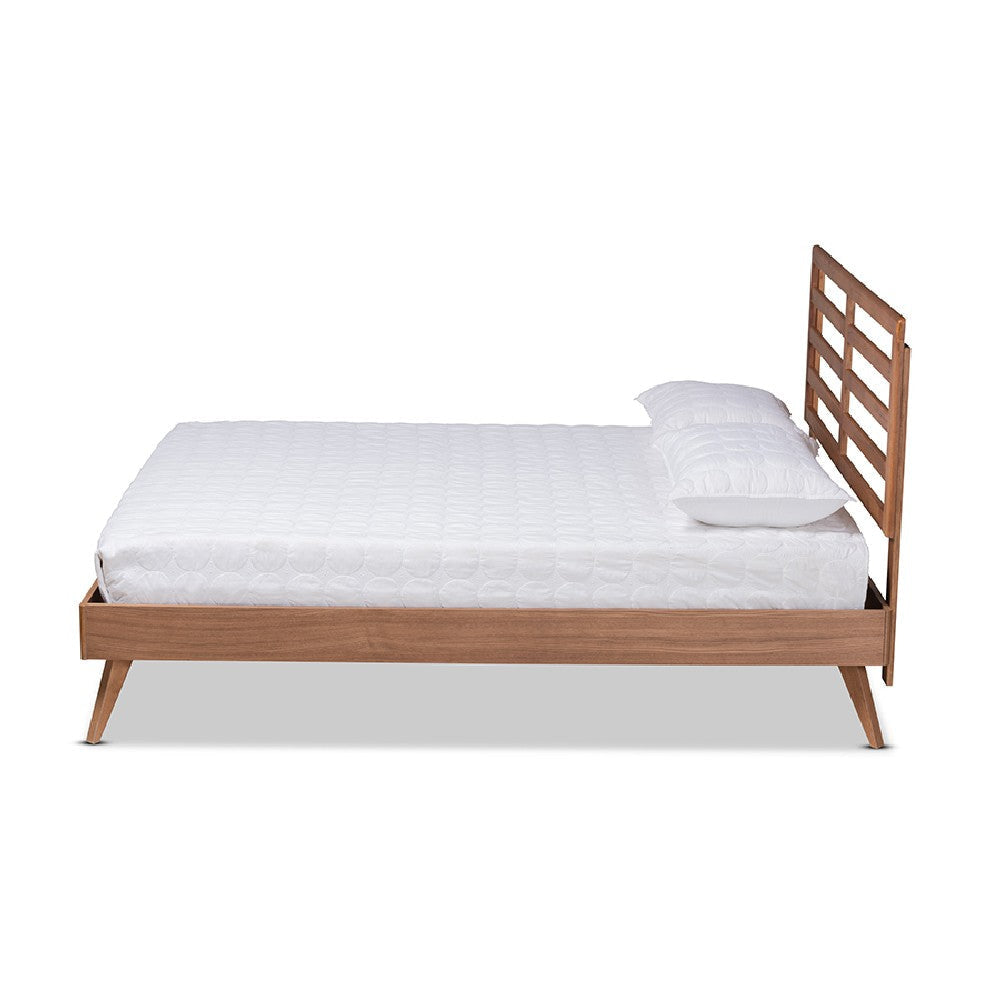 Baxton Studio Shiro Mid-Century Modern Ash Walnut Finished Wood Full Size Platform Bed