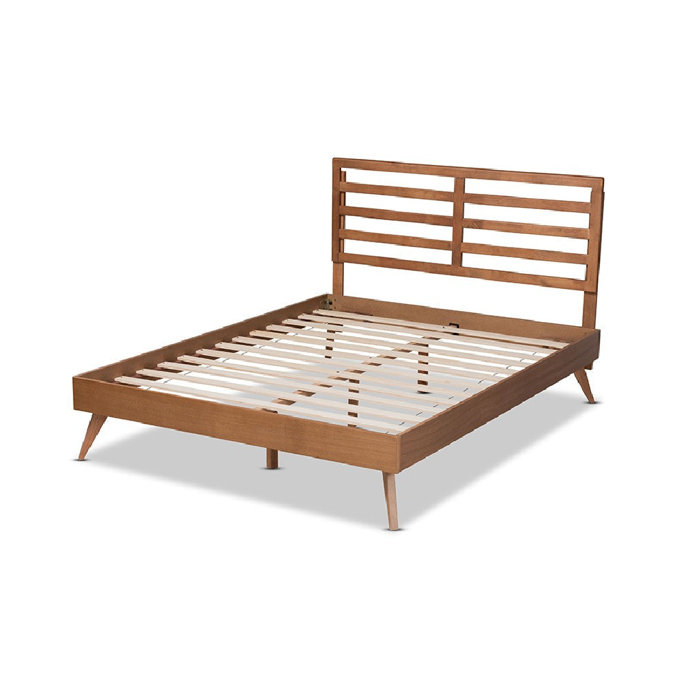 Baxton Studio Shiro Mid-Century Modern Ash Walnut Finished Wood Full Size Platform Bed