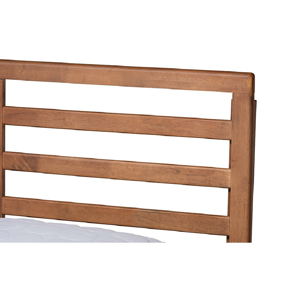 Baxton Studio Shiro Mid-Century Modern Ash Walnut Finished Wood Full Size Platform Bed