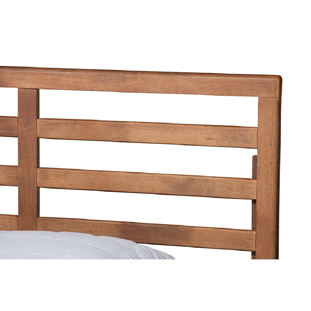 Baxton Studio Shiro Mid-Century Modern Ash Walnut Finished Wood King Size Platform Bed