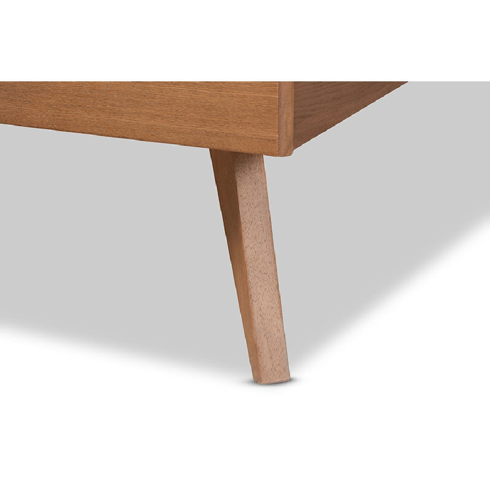 Baxton Studio Shiro Mid-Century Modern Ash Walnut Finished Wood Queen Size Platform Bed WHI-Shiro-Ash-Walnut-Queen