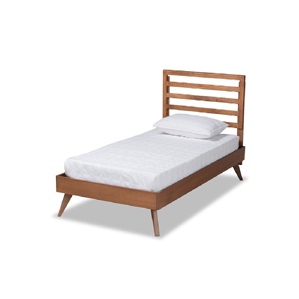 Baxton Studio Shiro Mid-Century Modern Ash Walnut Finished Wood Twin Size Platform Bed WHI-Shiro-Ash-Walnut-Twin