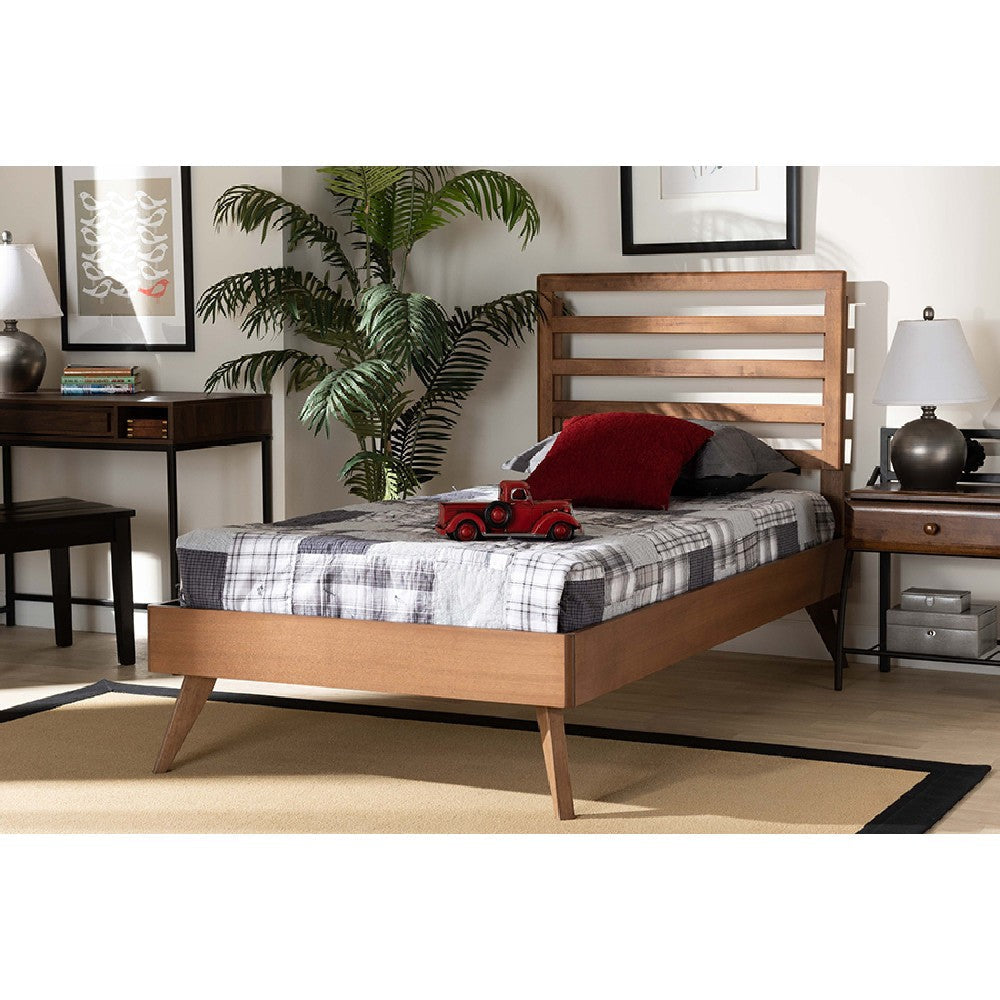 Baxton Studio Shiro Mid-Century Modern Ash Walnut Finished Wood Twin Size Platform Bed WHI-Shiro-Ash-Walnut-Twin