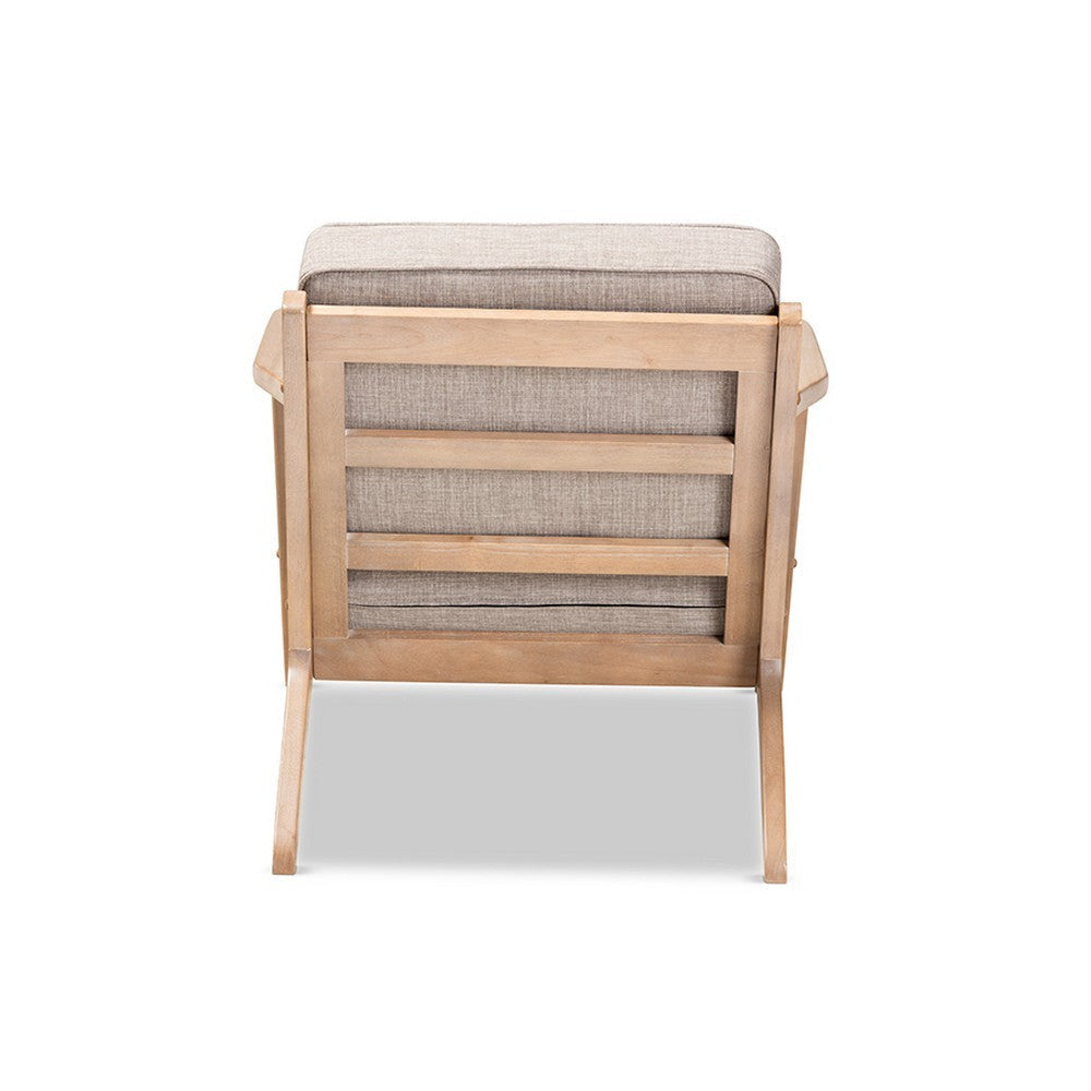 Baxton Studio Sigrid Mid-Century Modern Light Grey Fabric Upholstered Antique Oak Finished Wood Armchair