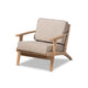 Baxton Studio Sigrid Mid-Century Modern Light Grey Fabric Upholstered Antique Oak Finished Wood Armchair