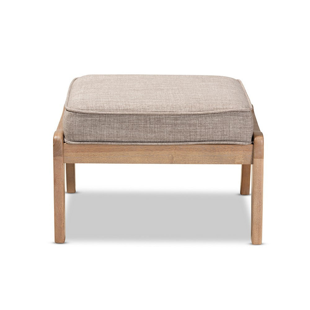 Baxton Studio Sigrid Mid-Century Modern Light Grey Fabric Upholstered Antique Oak Finished Wood Ottoman