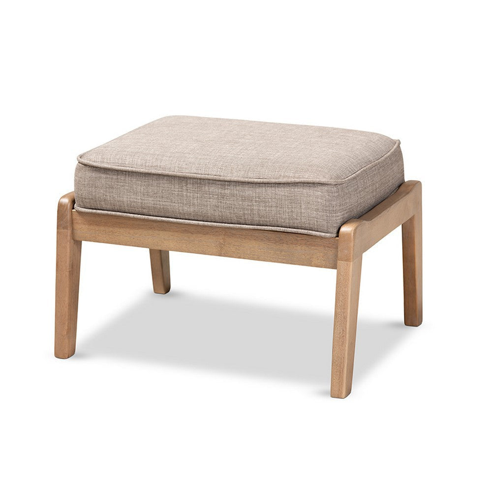 Baxton Studio Sigrid Mid-Century Modern Light Grey Fabric Upholstered Antique Oak Finished Wood Ottoman