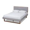 Baxton Studio Sofia Mid-Century Modern Light Grey Fabric Upholstered and Ash Walnut Finished Wood Full Size Platform Bed