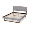 Baxton Studio Sofia Mid-Century Modern Light Grey Fabric Upholstered and Ash Walnut Finished Wood Full Size Platform Bed