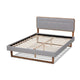 Baxton Studio Sofia Mid-Century Modern Light Grey Fabric Upholstered and Ash Walnut Finished Wood Full Size Platform Bed