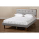 Baxton Studio Sofia Mid-Century Modern Light Grey Fabric Upholstered and Ash Walnut Finished Wood Full Size Platform Bed