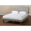 Baxton Studio Sofia Mid-Century Modern Light Grey Fabric Upholstered and Ash Walnut Finished Wood Queen Size Platform Bed