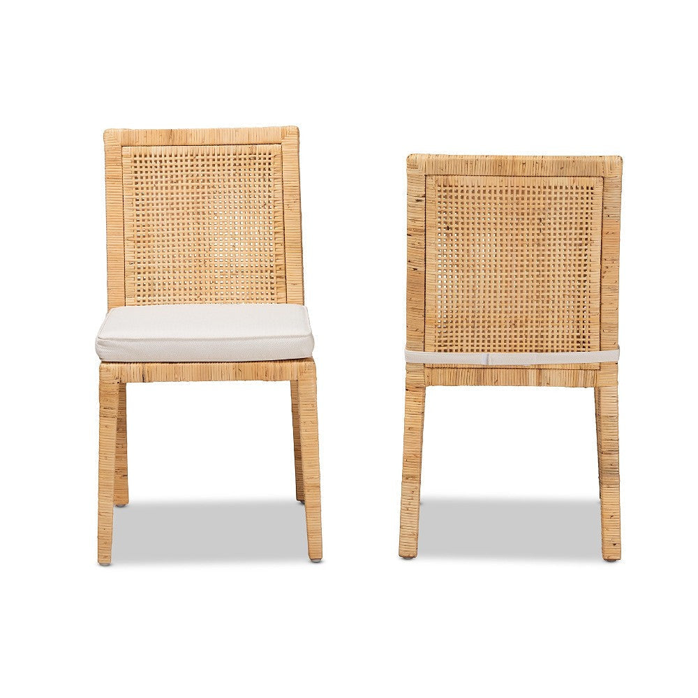 bali & pari Sofia Modern and Contemporary Natural Finished Wood and Rattan Dining Chair WHI-Sofia-Natural-DC
