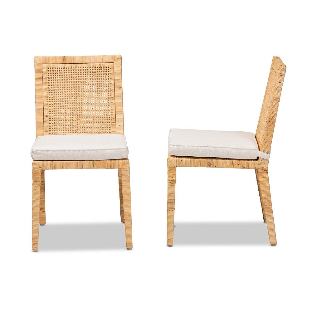bali & pari Sofia Modern and Contemporary Natural Finished Wood and Rattan Dining Chair WHI-Sofia-Natural-DC
