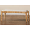 bali & pari Sofia Modern Bohemian Natural Brown Rattan and Mahogany Wood Bench