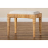 bali & pari Sofia Modern Bohemian Natural Brown Rattan and Mahogany Wood Ottoman