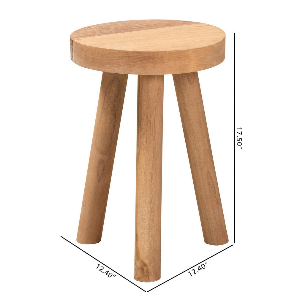 bali & pari Terah Mid-Century Modern Natural Brown Teak Wood Ottoman Footstool WHI-Solo-Natural-Stool