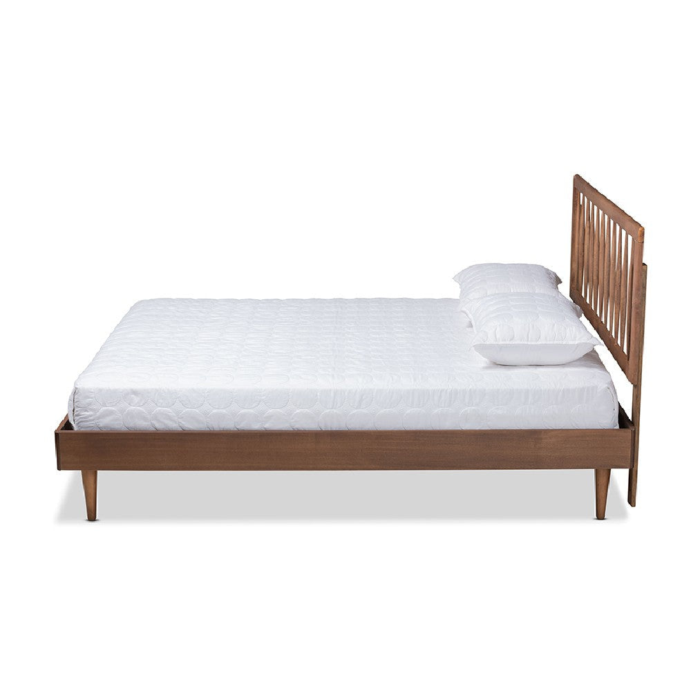 Baxton Studio Sora Mid-Century Modern Ash Walnut Finished Wood Full Size Platform Bed