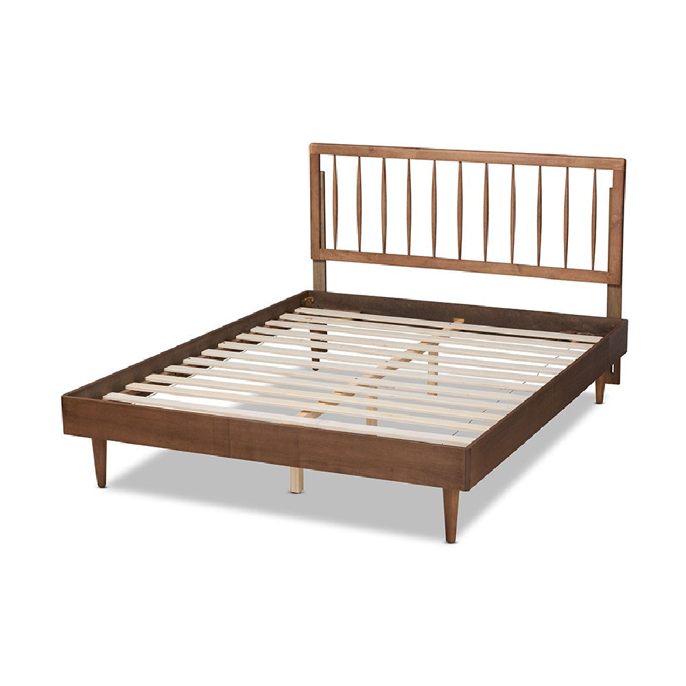 Baxton Studio Sora Mid-Century Modern Ash Walnut Finished Wood Full Size Platform Bed