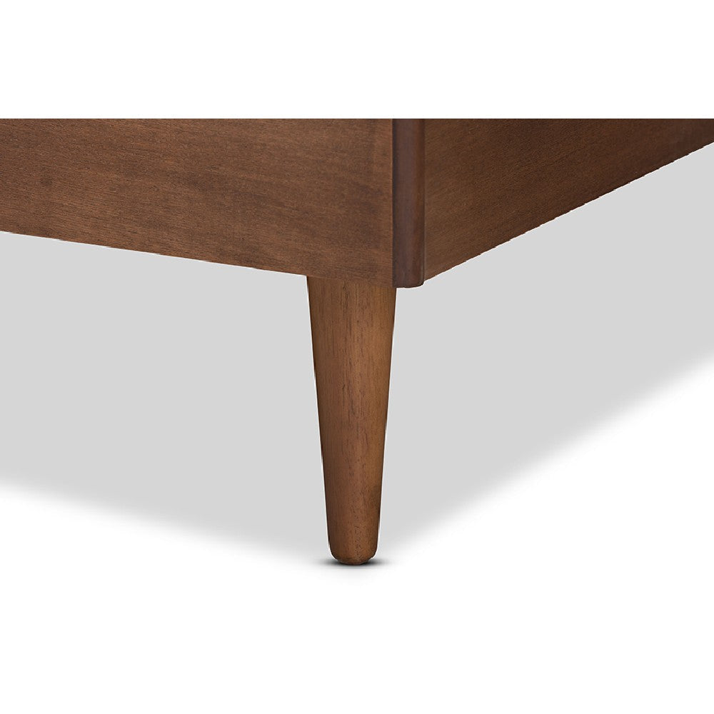 Baxton Studio Sora Mid-Century Modern Ash Walnut Finished Wood Queen Size Platform Bed WHI-Sora-Ash-Walnut-Queen