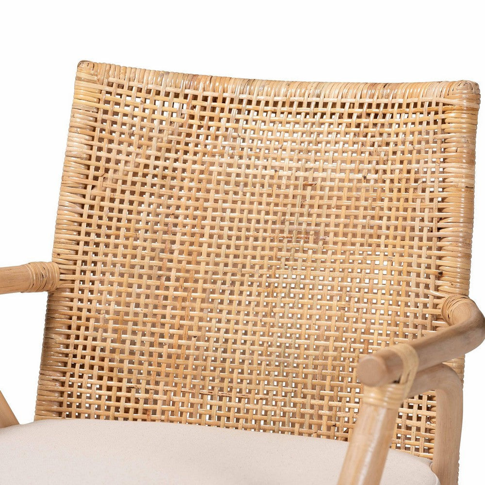 bali & pari Storsel Modern Bohemian Natural Brown Finished Teak Wood and Rattan Dining Chair WHI-Storsel-Rattan-DC
