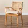 bali & pari Storsel Modern Bohemian Natural Brown Finished Teak Wood and Rattan Dining Chair