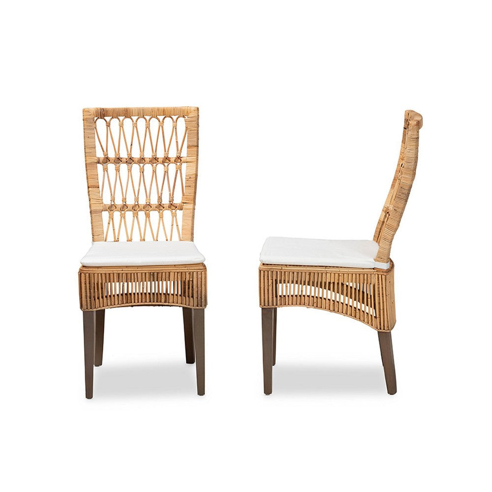 bali & pari Sullivan Modern Bohemian Natural Brown Rattan 2-Piece Dining Chair Set WHI-Sullivan-Rattan-DC