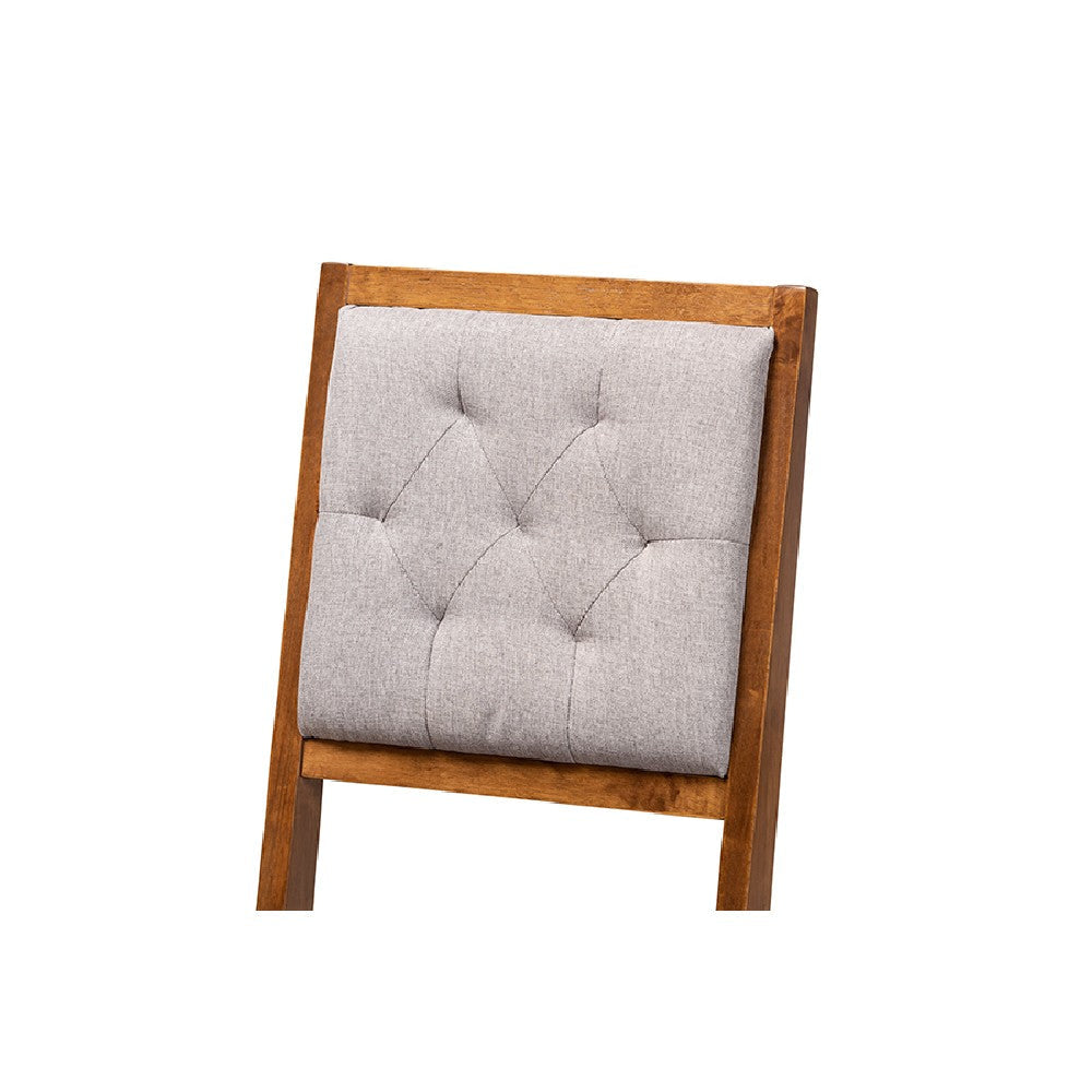 Baxton Studio Suvi Modern and Contemporary Grey Fabric Upholstered and Walnut Brown Finished Wood 5-Piece Dining Set