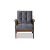 Baxton Studio Asta Mid-Century Modern Grey Velvet Fabric Upholstered Walnut Finished Wood Armchair