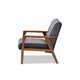 Baxton Studio Asta Mid-Century Modern Grey Velvet Fabric Upholstered Walnut Finished Wood Armchair