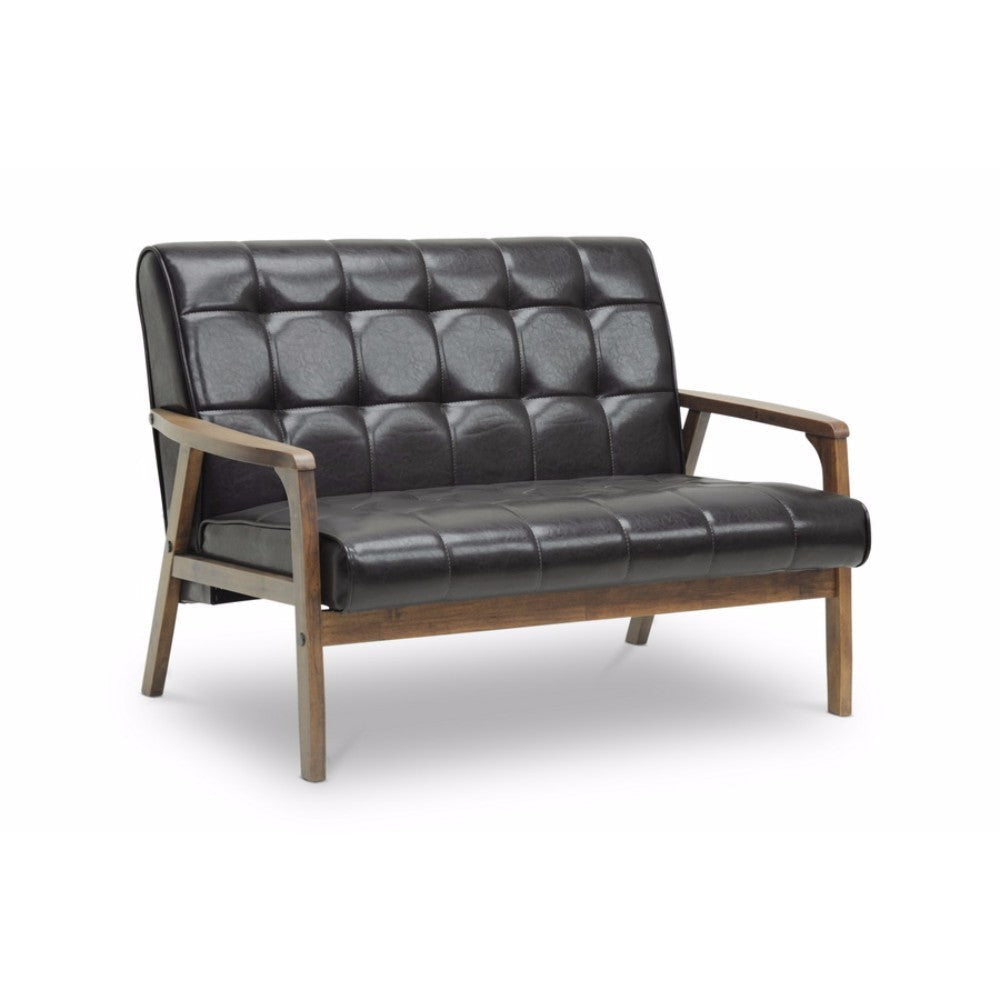 Baxton Studio Mid-Century Masterpieces Loveseat-Brown