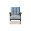 Baxton Studio Asta Mid-Century Modern Light Blue Velvet Fabric Upholstered Walnut Finished Wood Armchair
