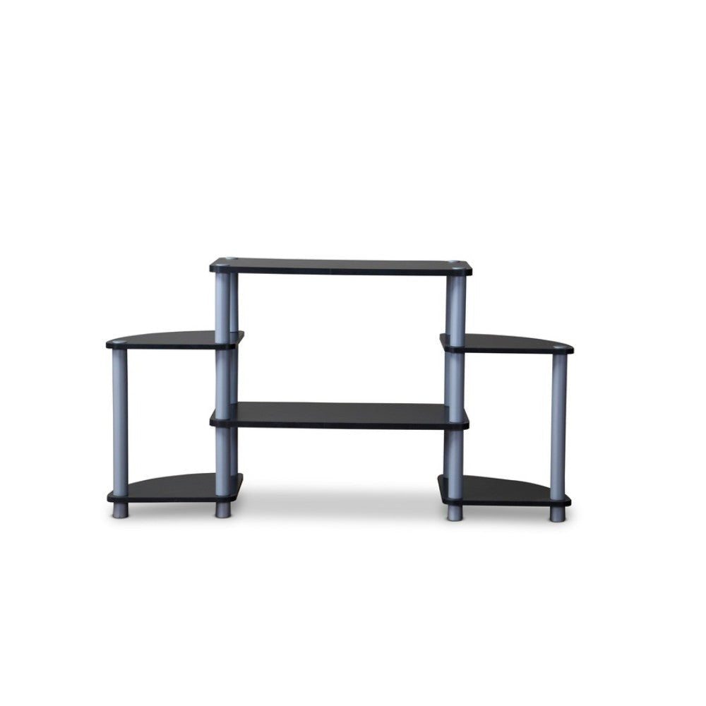 Baxton Studio Orbit Black and Silver 3-Tier TV Stand WHI-TR-124