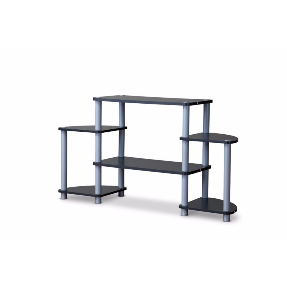 Baxton Studio Orbit Black and Silver 3-Tier TV Stand WHI-TR-124