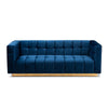 Baxton Studio Loreto Glam and Luxe Navy Blue Velvet Fabric Upholstered Brushed Gold Finished Sofa WHI-TSF-5506-Navy-Gold-SF