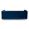 Baxton Studio Loreto Glam and Luxe Navy Blue Velvet Fabric Upholstered Brushed Gold Finished Sofa WHI-TSF-5506-Navy-Gold-SF