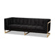 Baxton Studio Ambra Glam and Luxe Black Velvet Upholstered and Button Tufted Sofa with Gold-Tone Frame