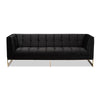 Baxton Studio Ambra Glam and Luxe Black Velvet Upholstered and Button Tufted Sofa with Gold-Tone Frame