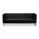 Baxton Studio Ambra Glam and Luxe Black Velvet Upholstered and Button Tufted Sofa with Gold-Tone Frame