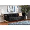 Baxton Studio Ambra Glam and Luxe Black Velvet Upholstered and Button Tufted Sofa with Gold-Tone Frame